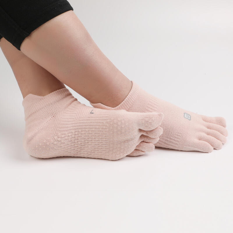 防滑瑜珈五指襪 - 淺粉色