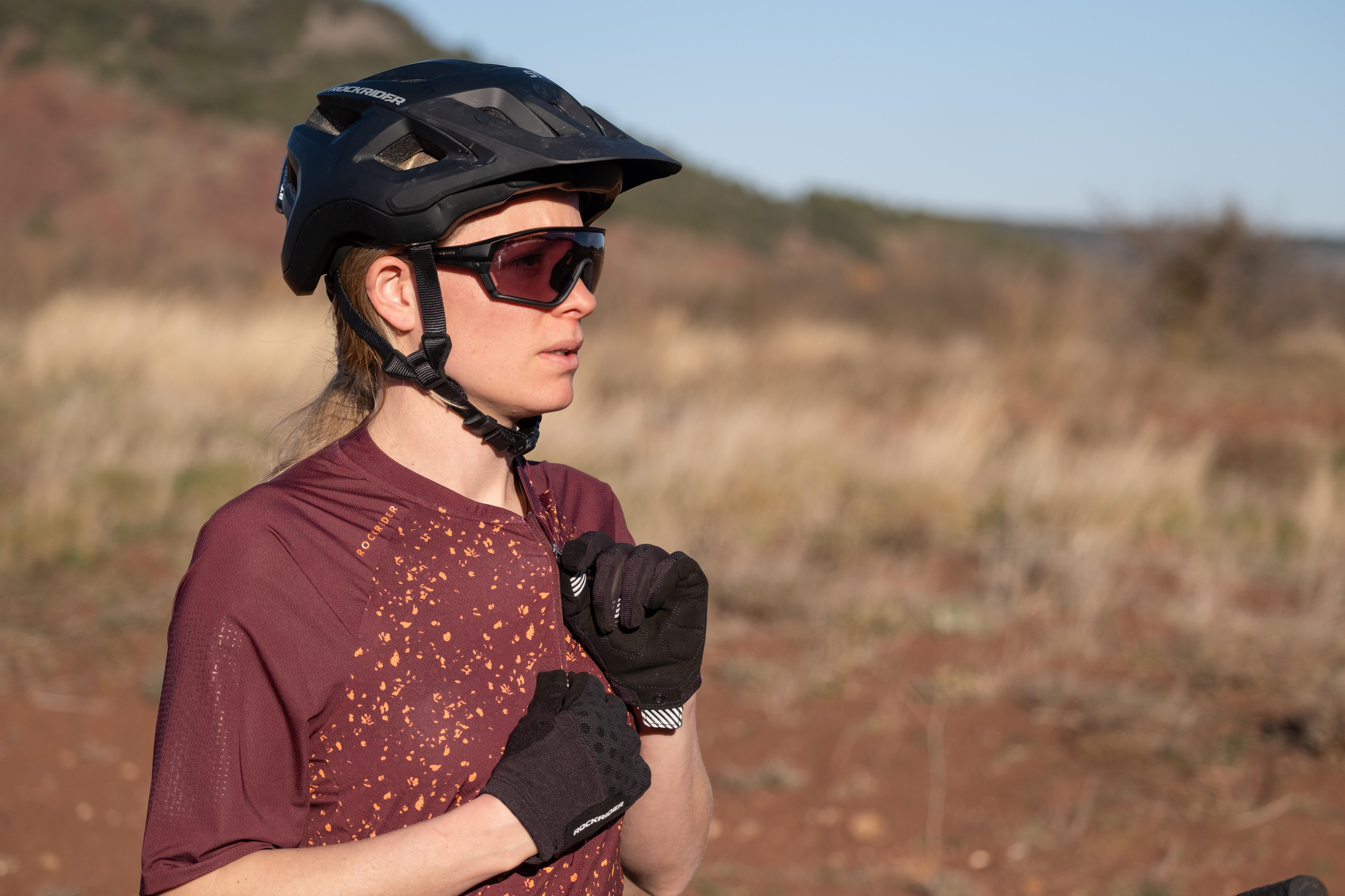 Women's Mountain Biking Jersey - EXPL 500 Burgundy - ROCKRIDER