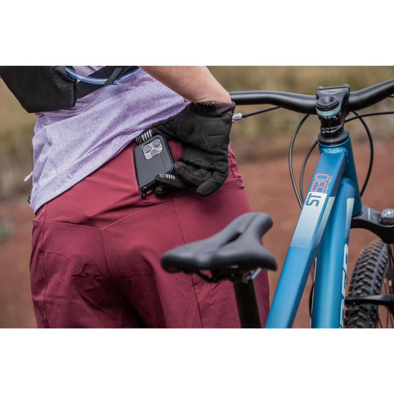 Pantalón Corto Ciclismo MTB Cargo Mujer Burdeos