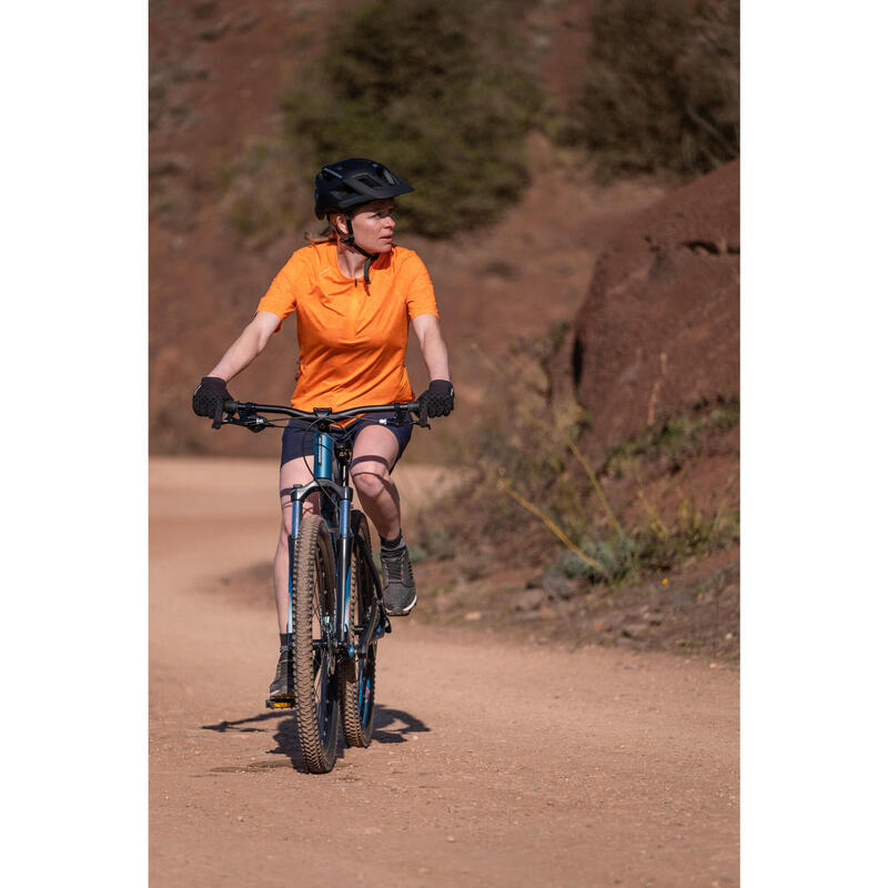 MTB-SHIRT MET KORTE MOUWEN VOOR DAMES EXPL 500 ORANJE