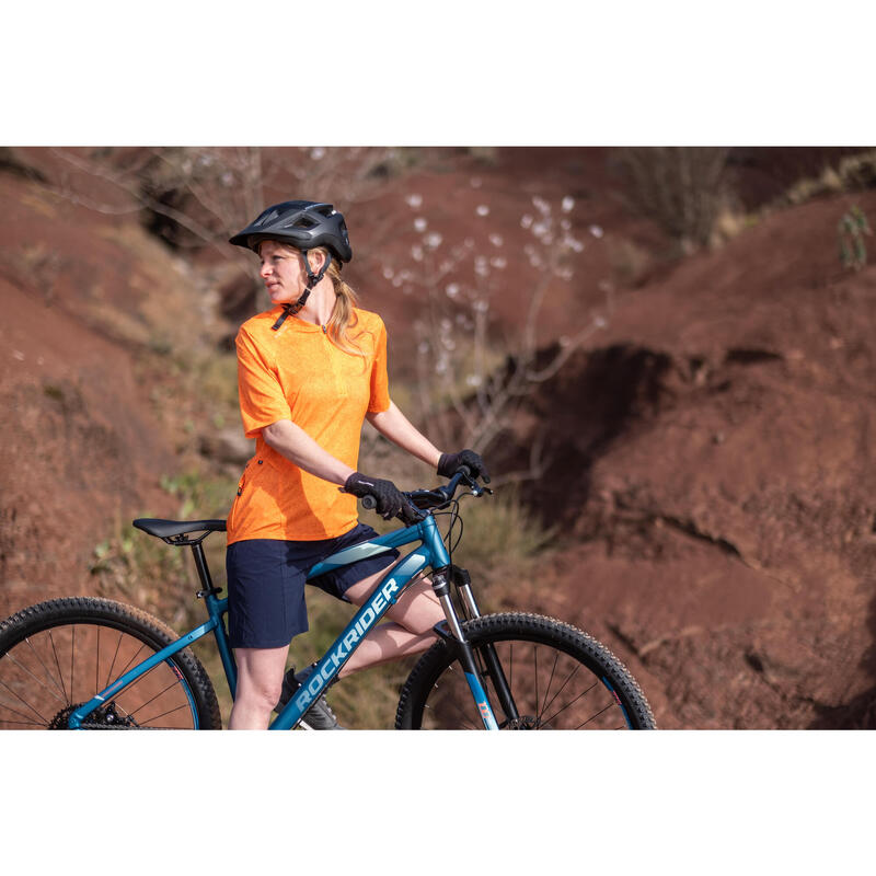 Maillot ciclismo MTB manga corta mujer Rockrider ST 500 naranja