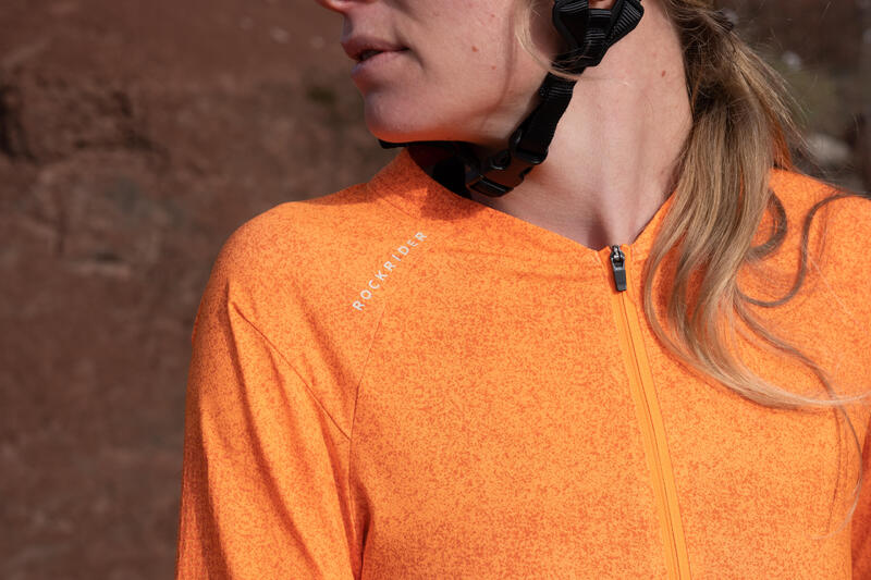 MTB-SHIRT MET KORTE MOUWEN VOOR DAMES EXPL 500 ORANJE