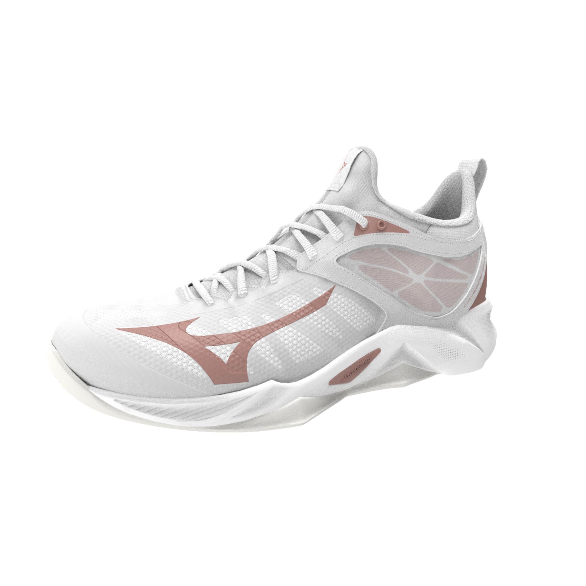 Volleybalschoenen voor dames Dimension low wit roze | MIZUNO | Decathlon.nl