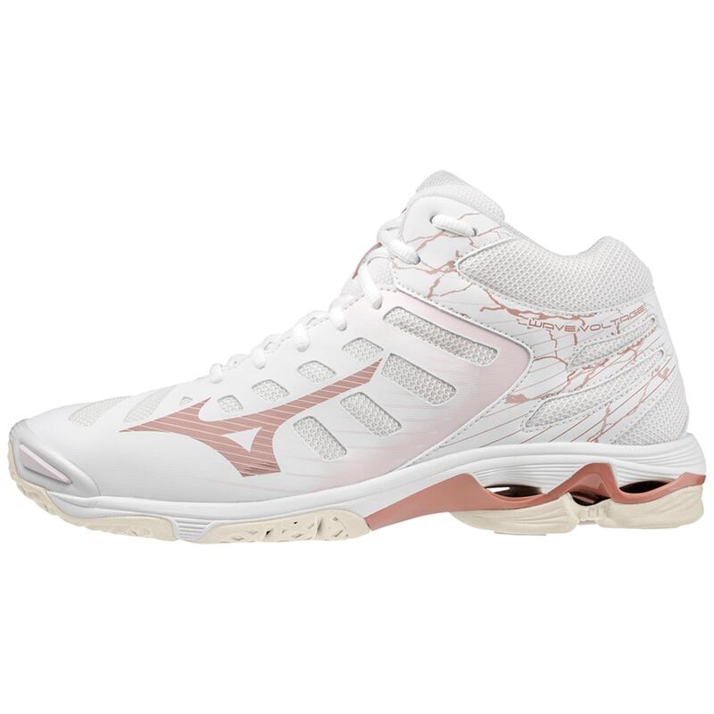 Chaussures de Volley Femme Voltage Mid - Blanc/Rose