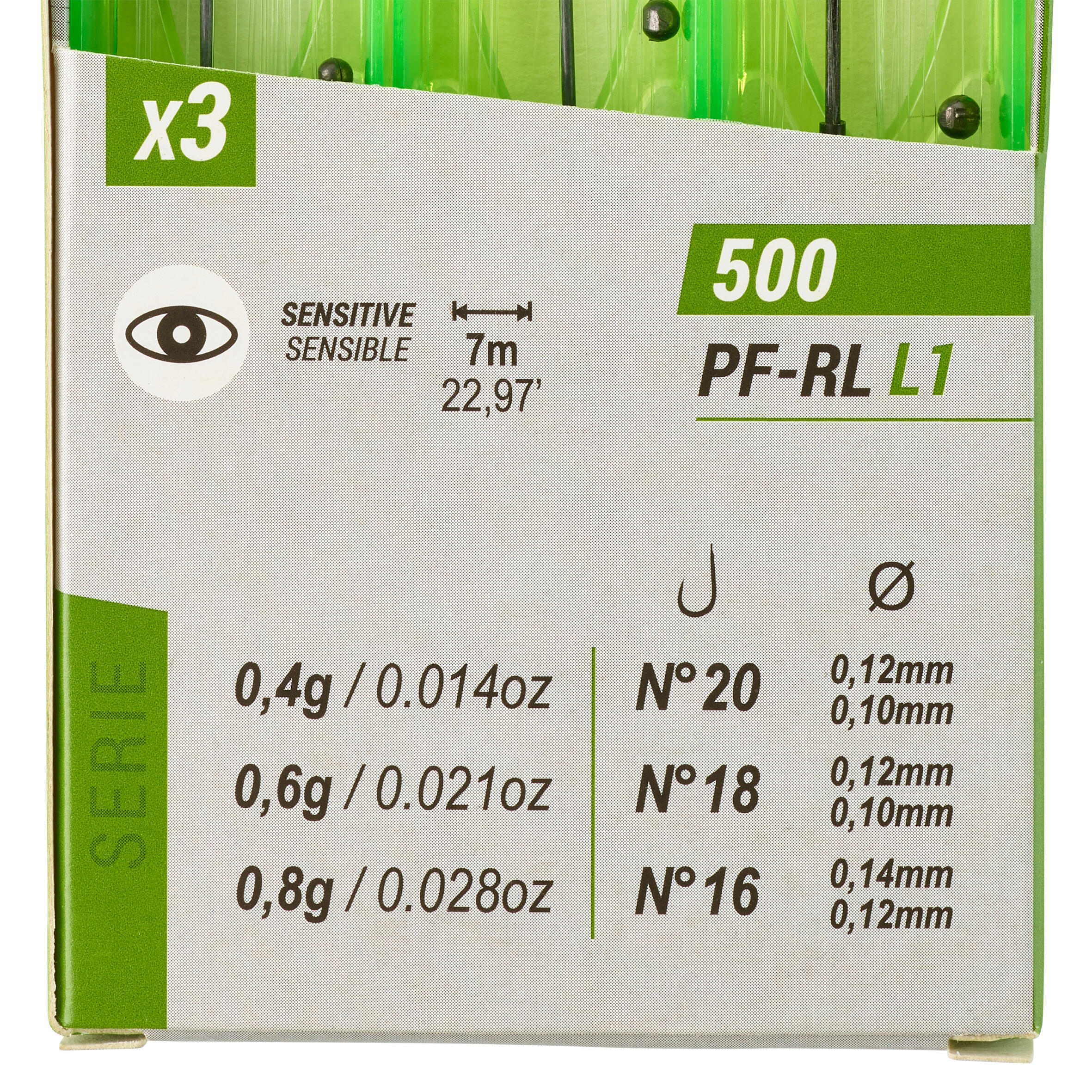 Set van 3 vistuigjes voor witvissen vijver RL500 L1 0,4 g 0,6 g 0,8 g 2/3