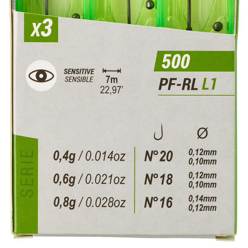Set x3 linii montate RL500 C1 0,4g 0,6g 0,8g pescuit staționar la iaz  