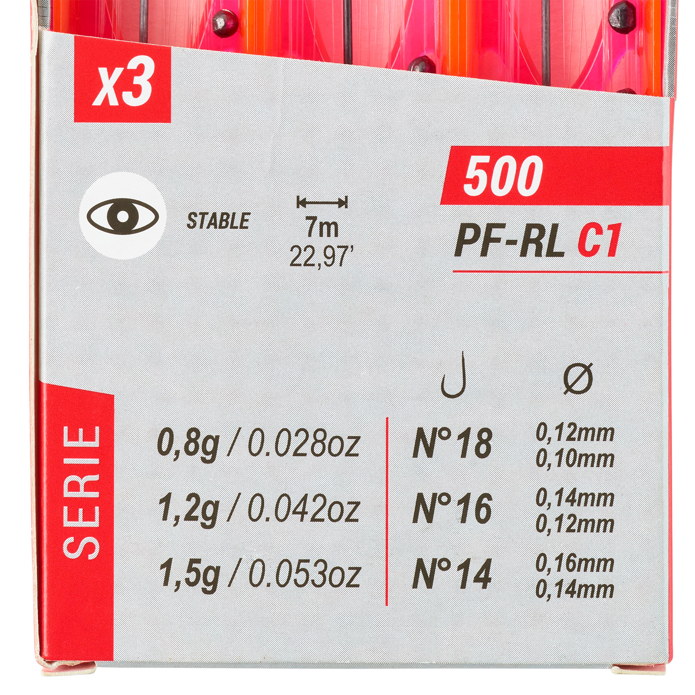 Set van 3 vistuigjes voor witvissen kanaal RL500 C1 0,8 g 1,2 g 1,5 g 3/3