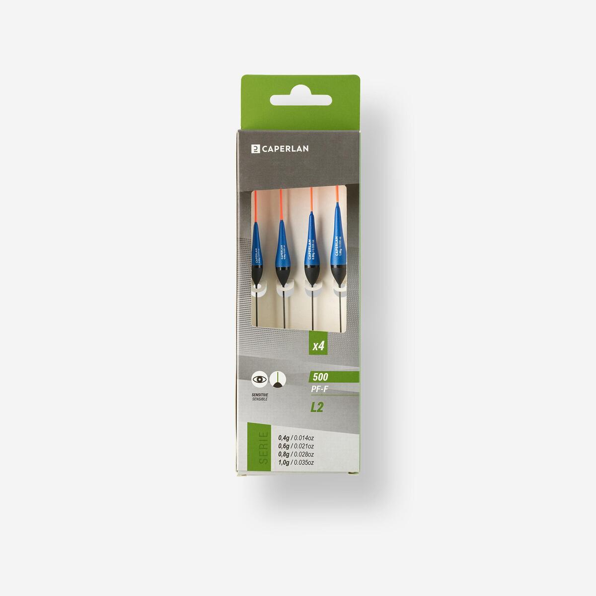 LOT DE 4 FLOTTEURS L2 POUR LA PECHE AU COUP EN ETANG PF-F500  0,4g/0,6g/0,8g/1g