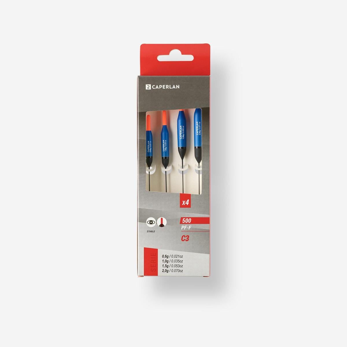 LOT DE 4 FLOTTEURS C3 POUR LA PECHE AU COUP EN CANAL PF-F500   0,6g/1g/1,5g/2g