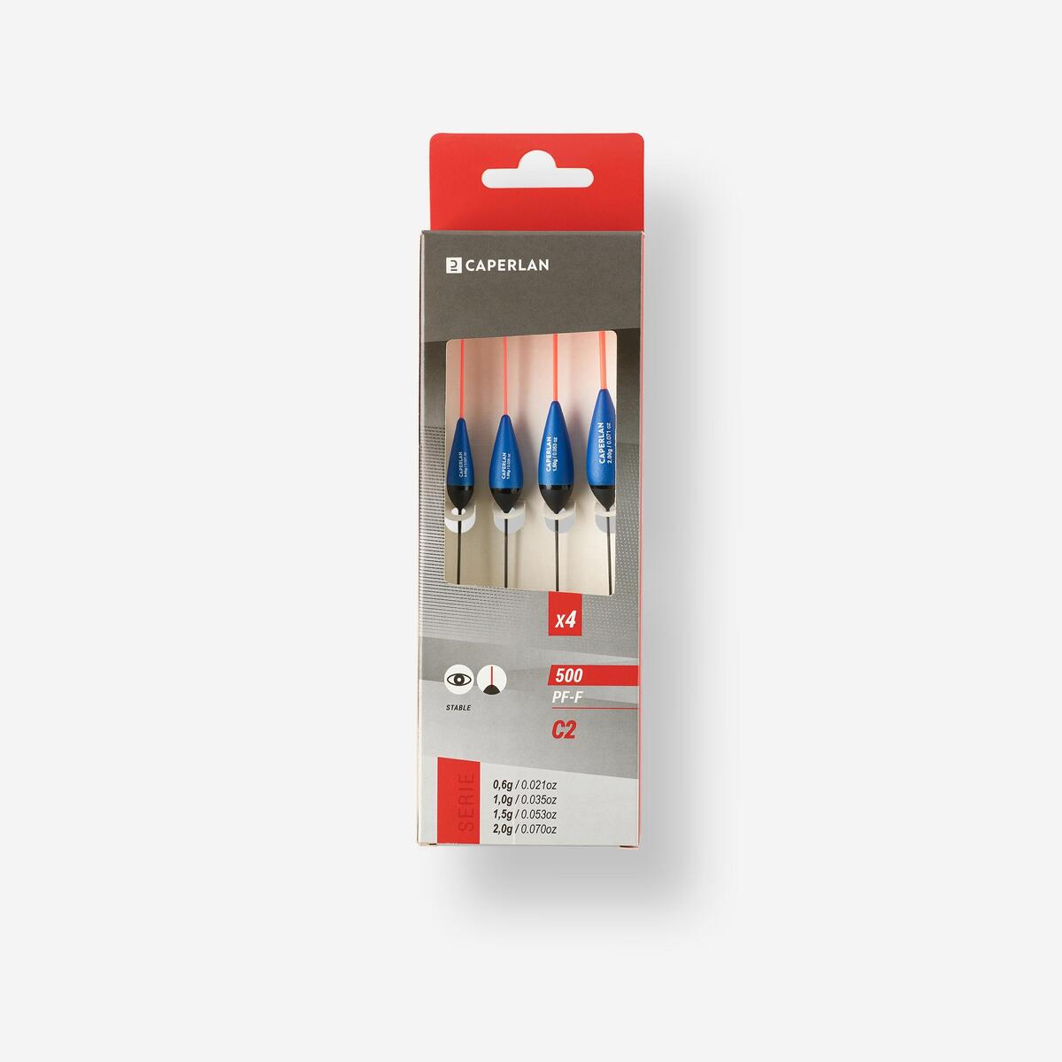 LOT DE 4 FLOTTEURS C2 POUR LA PECHE AU COUP EN CANAL PF-F500   0,6g/1g/1,5g/2g
