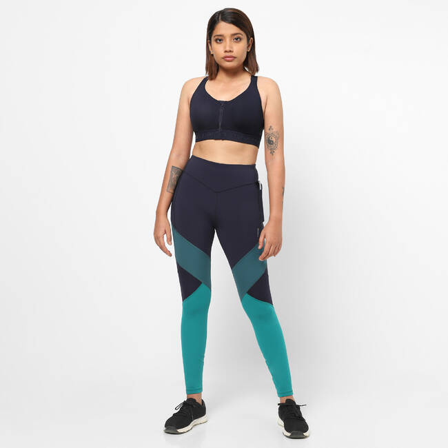  Nike Womens 7/8 Colorblock Crop Running Tights Black