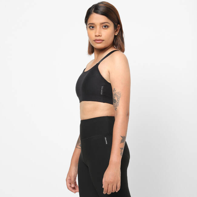 Black Runner Sport Bra by Sporty & Rich on Sale