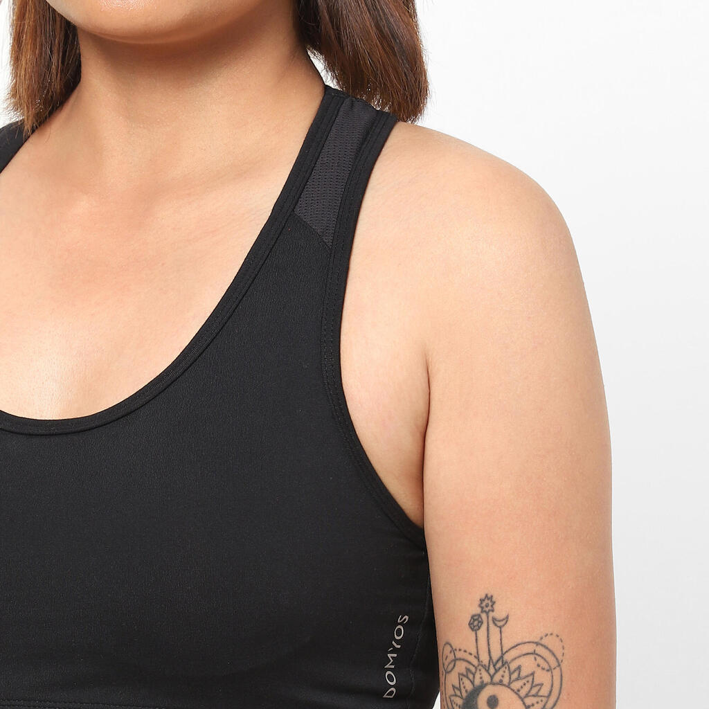 Brassière dos nageur maintien léger Femme - Noir