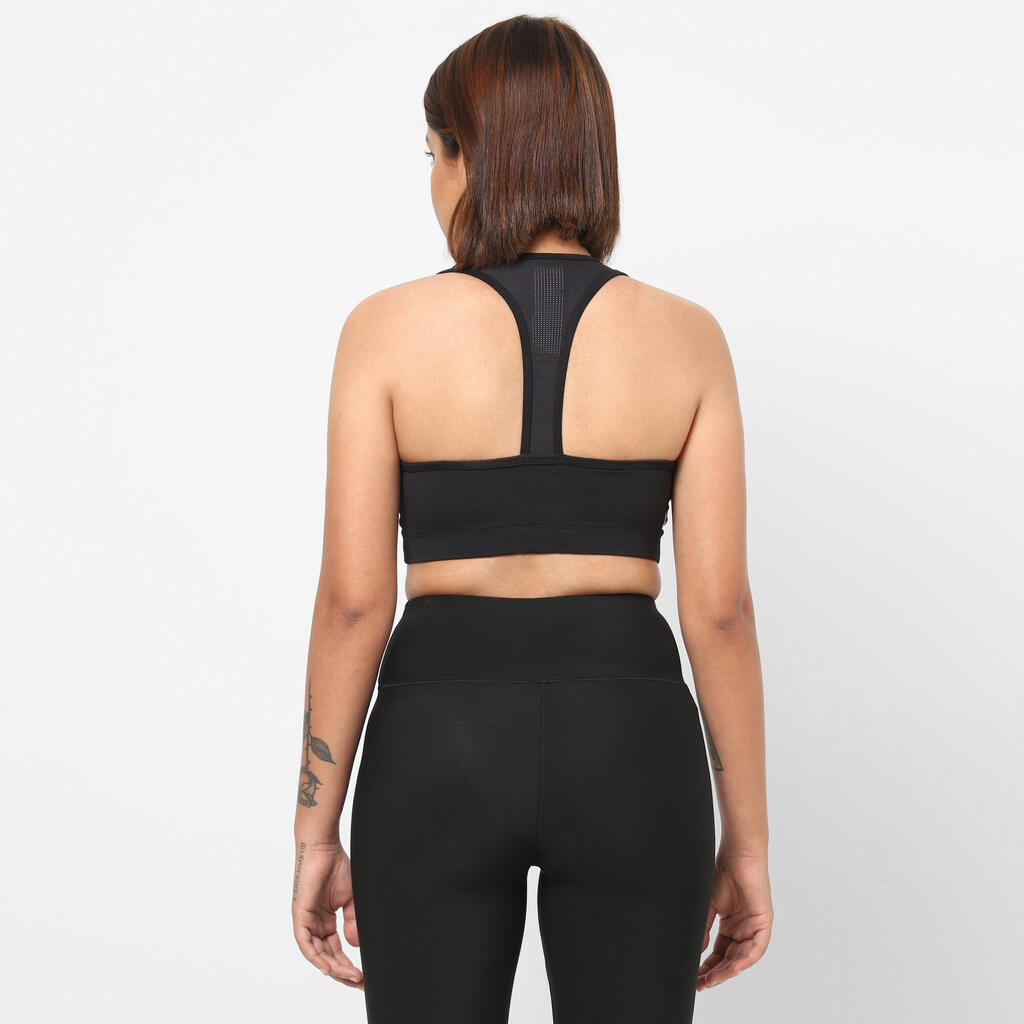Brassière dos nageur maintien léger Femme - Noir