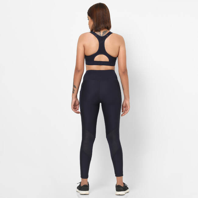 Women Gym Leggings Polyester With Phone Pocket Grey Black