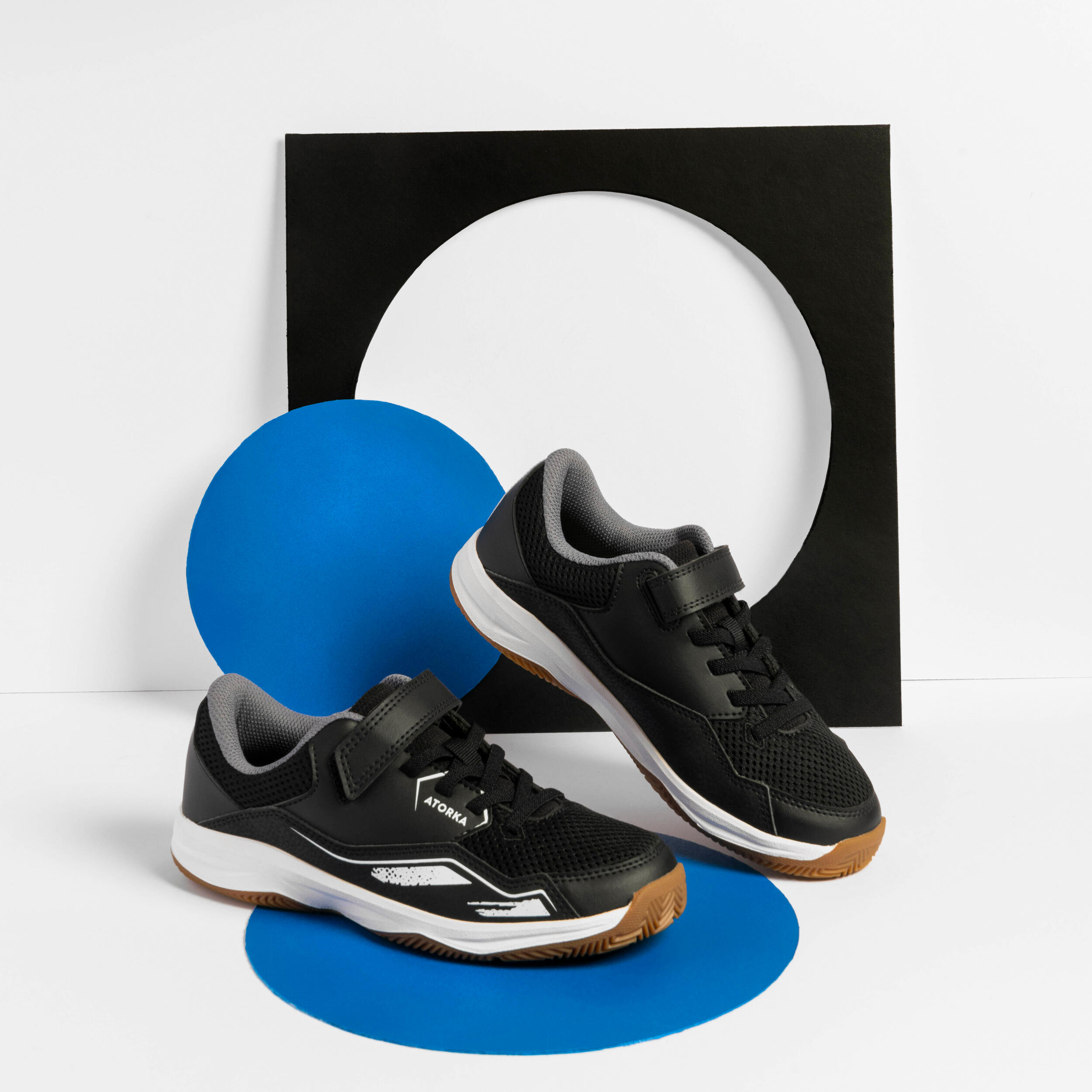 Kids' Rip-Tab Handball Shoes H100 - Black/White 8/8