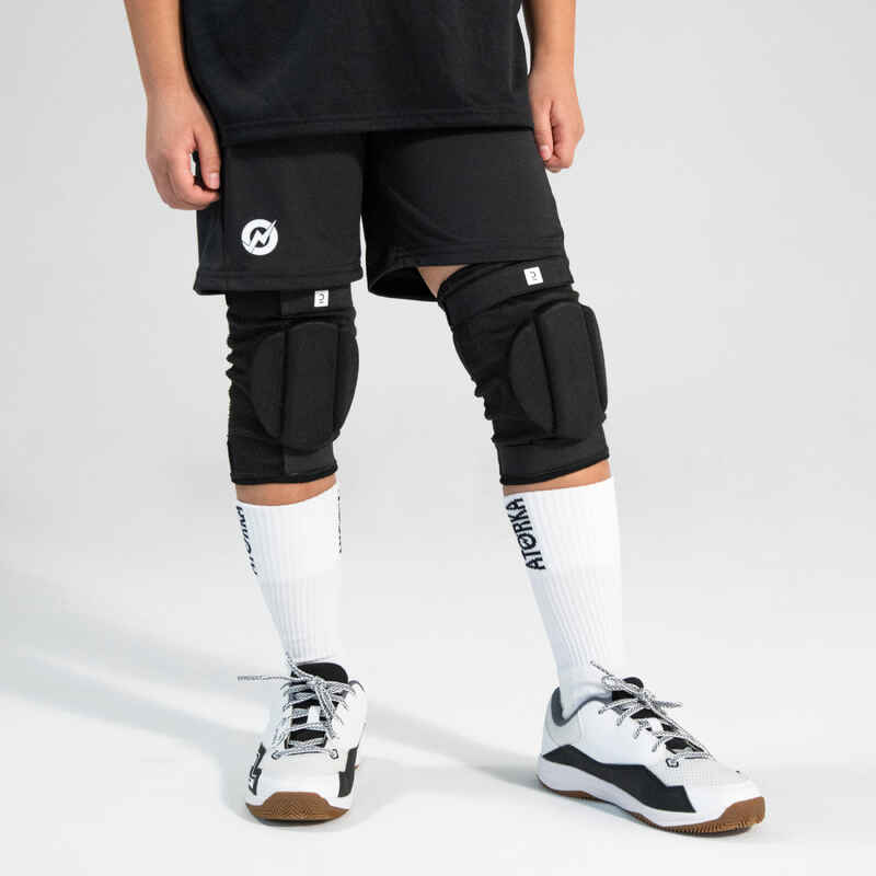 Kids' Reinforced Handball Knee Pads H100 Black Decathlon