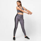 Women Gym Leggings Polyester With Phone Pocket Grey Black