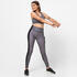 Women Gym Leggings Polyester With Phone Pocket Grey Black