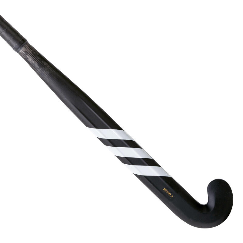 Hockeystick voor tieners mid bow glasvezel Estro 8. zwart/goud