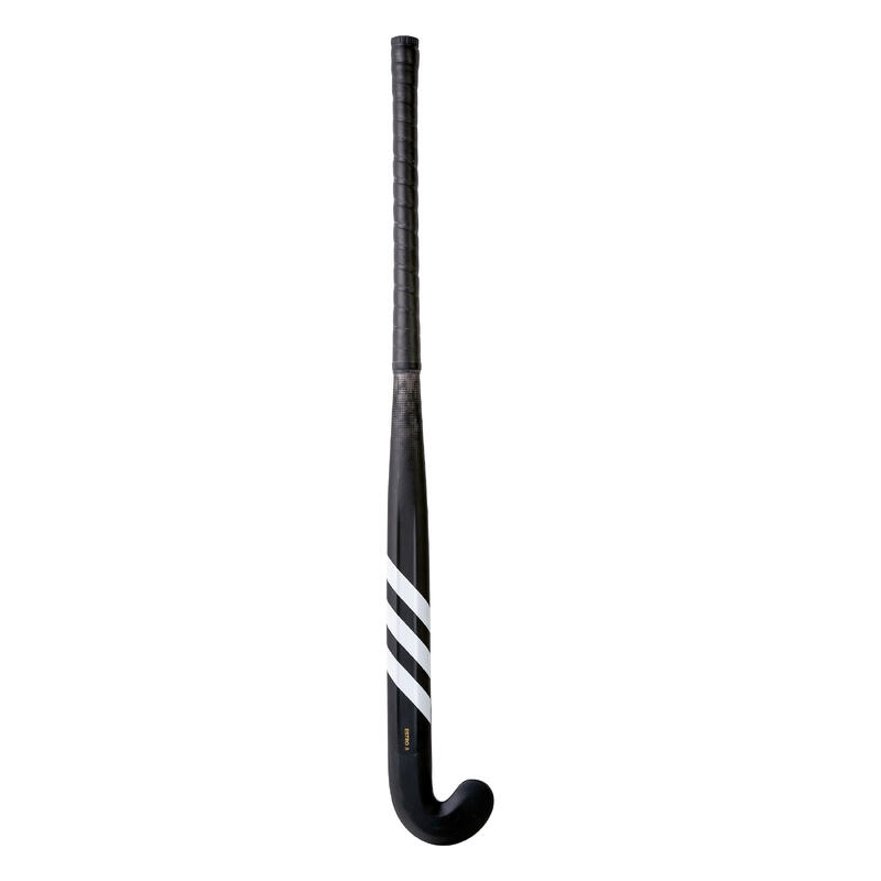 Hockeystick voor tieners mid bow glasvezel Estro 8. zwart/goud
