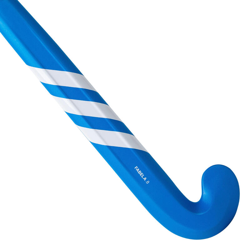 Stick de hockey ado fibre de verre mid bow Fabela 8. Bleu Blanc