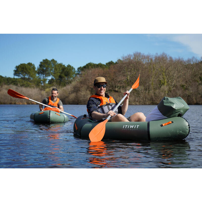 Opblaasbare 1-persoons packraft 100 TPU rivier