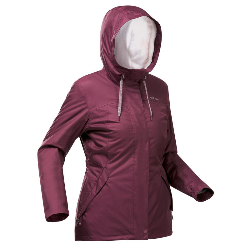 Winterjacke Winterwandern SH100 X-Warm -10 °C wasserdicht Damen bordeaux 2.Wahl 