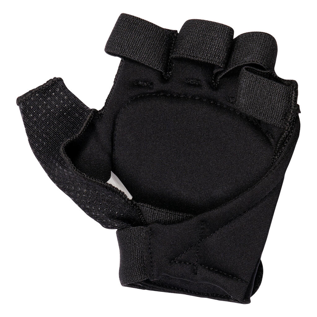 Kids'/Adult Medium-Intensity 1 Knuckle Field Hockey Glove FG510 - Black/Grey