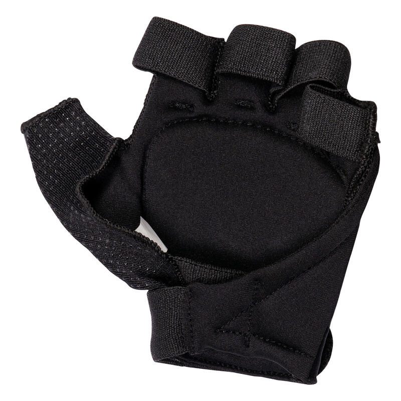 Beschermhandschoen voor hockey voor tieners/volwassenen 1 vingerkootje FG510 zwart/grijs