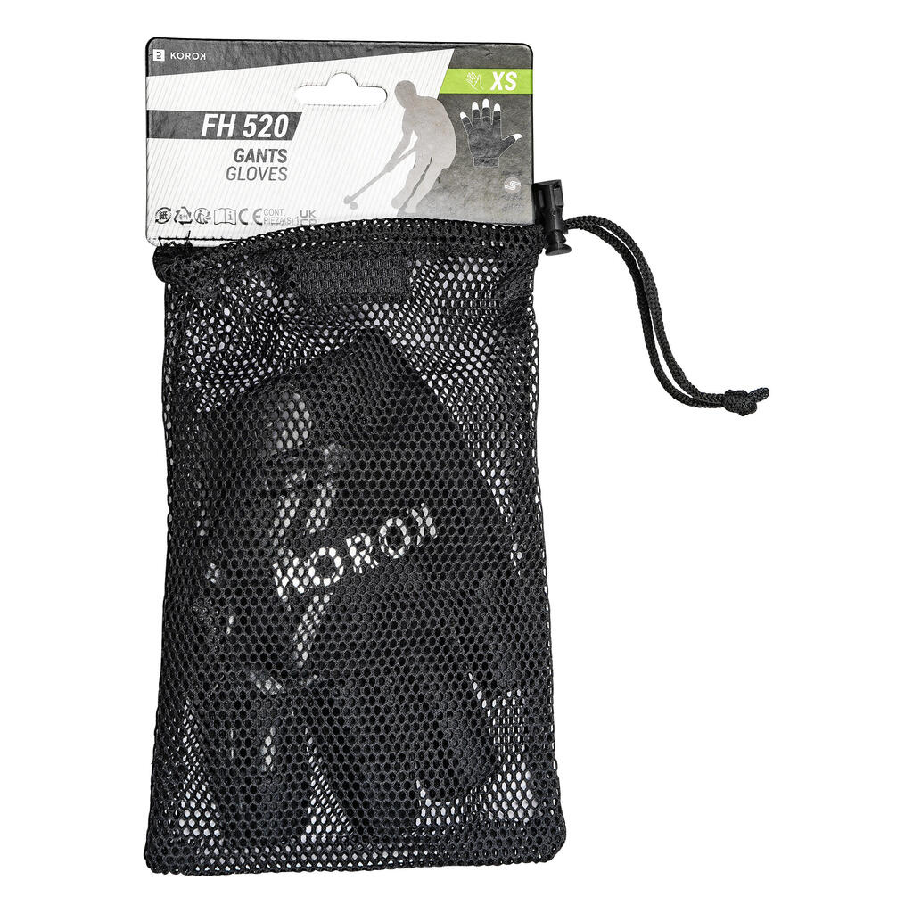 RUKAVICE ZA HOKEJ NA TRAVI HIGH INTENSITY FH520 ZA DECU I ODRASLE CRNO-SIVE