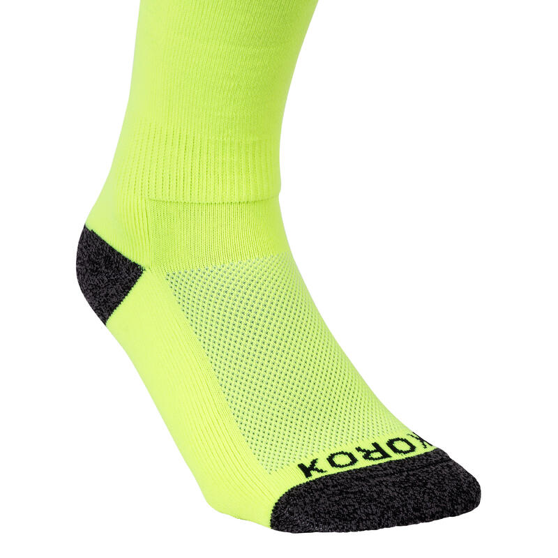 Chaussettes de hockey sur gazon enfant FH500 vert fluo