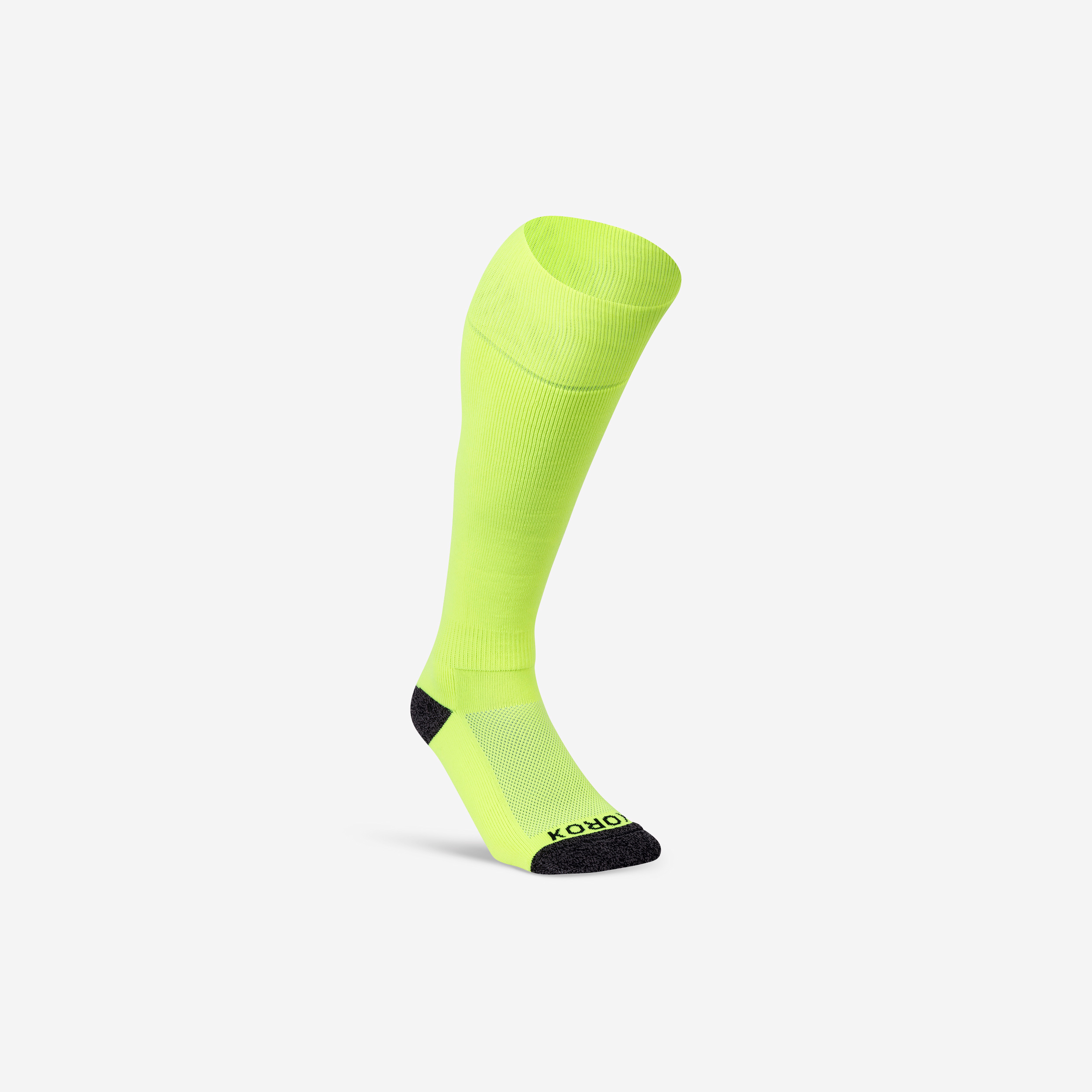 Chaussettes de hockey sur gazon enfant FH500 vert fluo