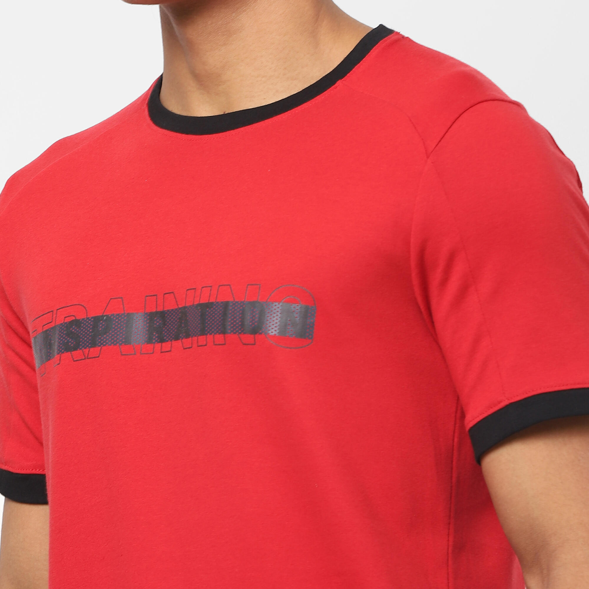 Men's Short-Sleeved Fitted-Cut Crew Neck Cotton Fitness T-Shirt 520 - Garnet Red 1/7