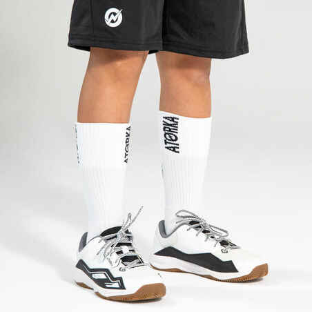 Kids' Lace-Up Handball Shoes H100 - White/Black