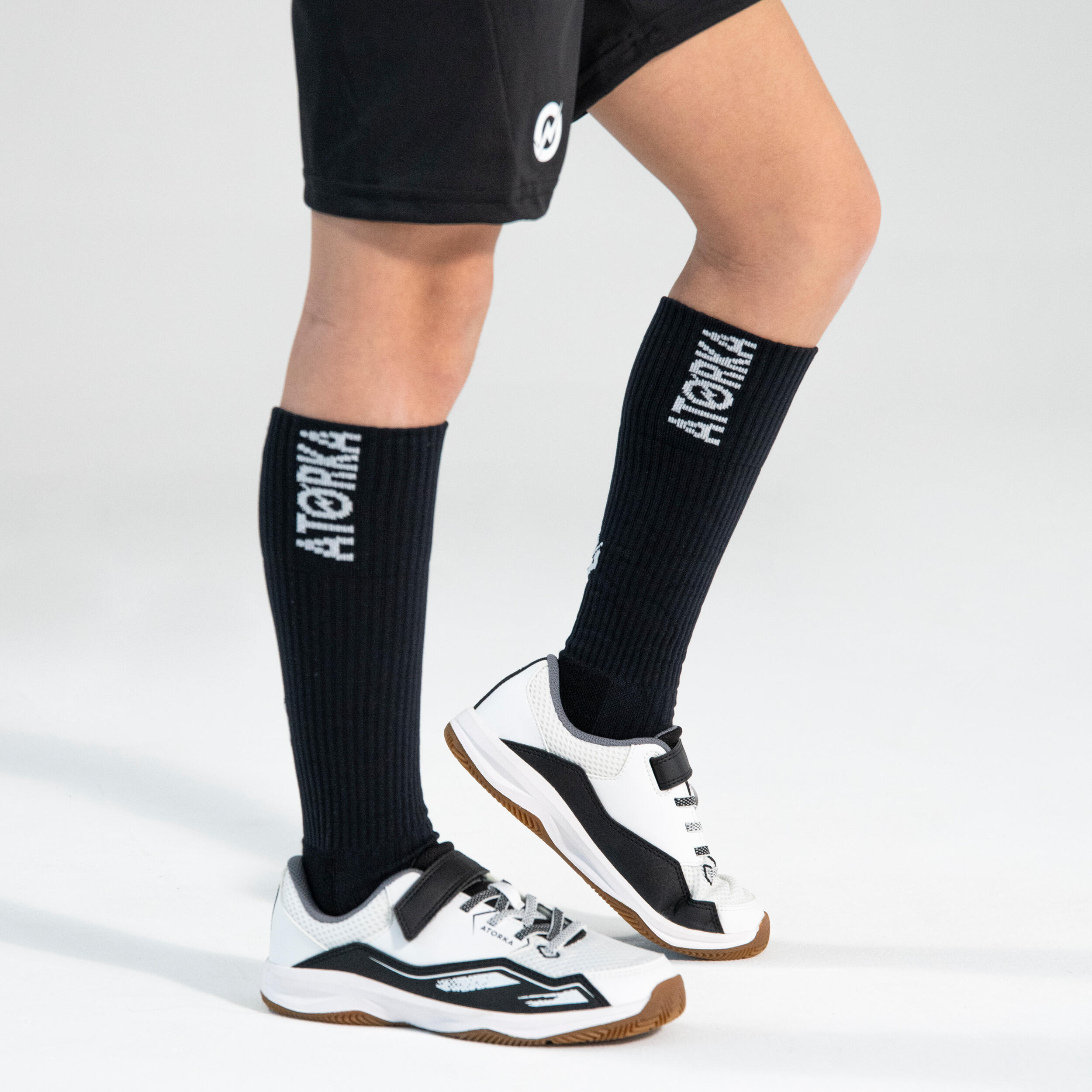 Kids' Rip-Tab Handball Shoes H100 - White/Black 9/16