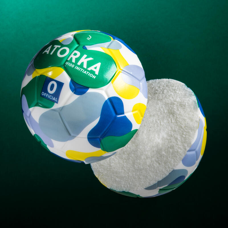 Ballon de handball Enfant H100 Initiation T0 vert/bleu/jaune