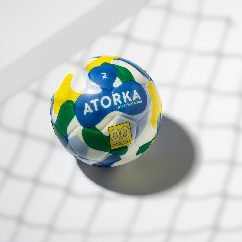 Bola de Andebol de Iniciação Criança H100 T00 Azul/Amarelo/Verde