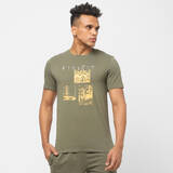 Men's Gym Cotton blend T-shirt Slim fit 500 - Khaki Print