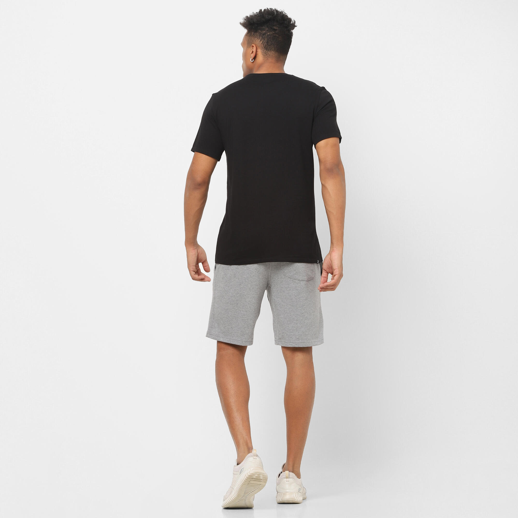 Men's Gym Cotton blend T-shirt Regular fit 500 - Black Print