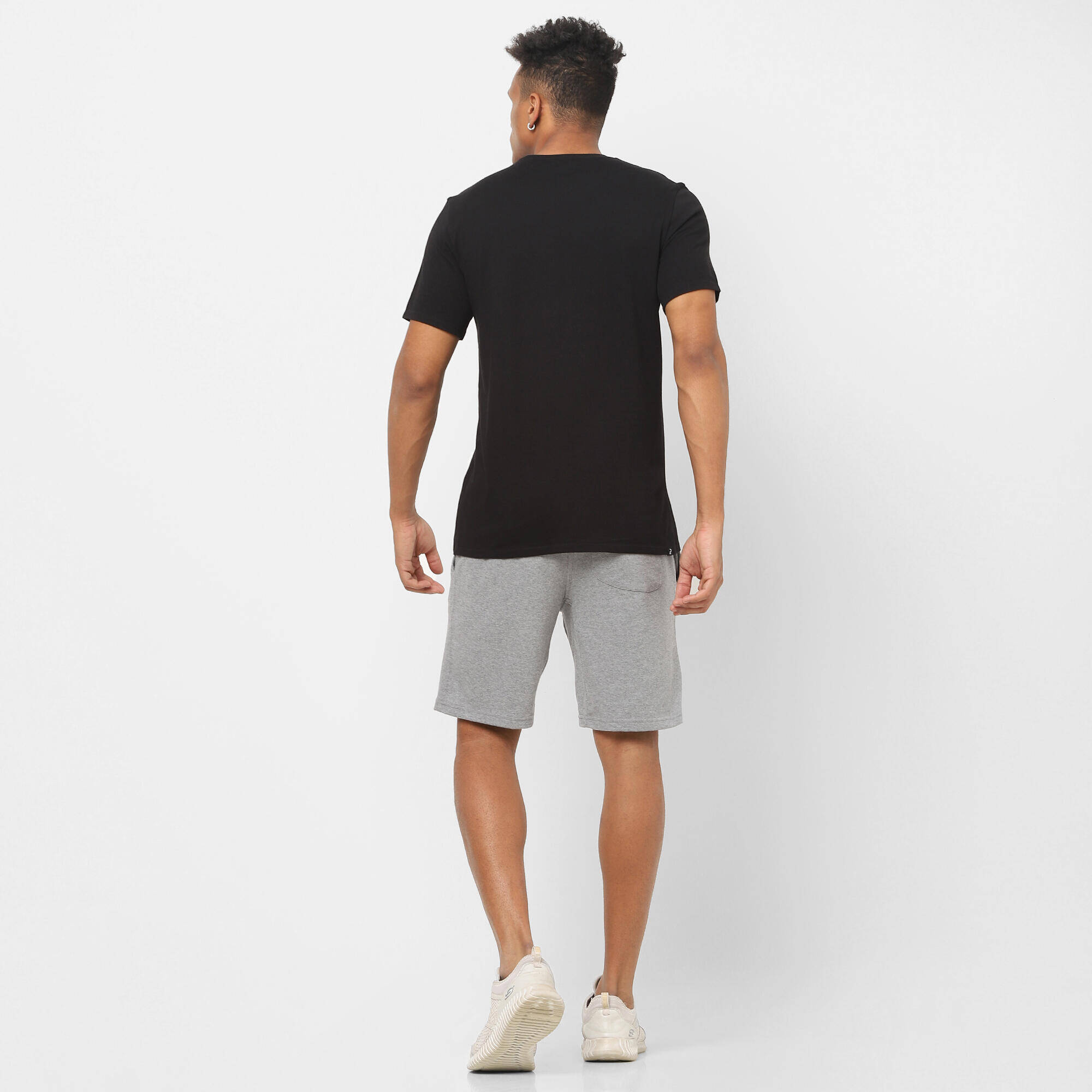 Men's Gym Cotton blend T-shirt Regular fit 500 - Black Print -  3