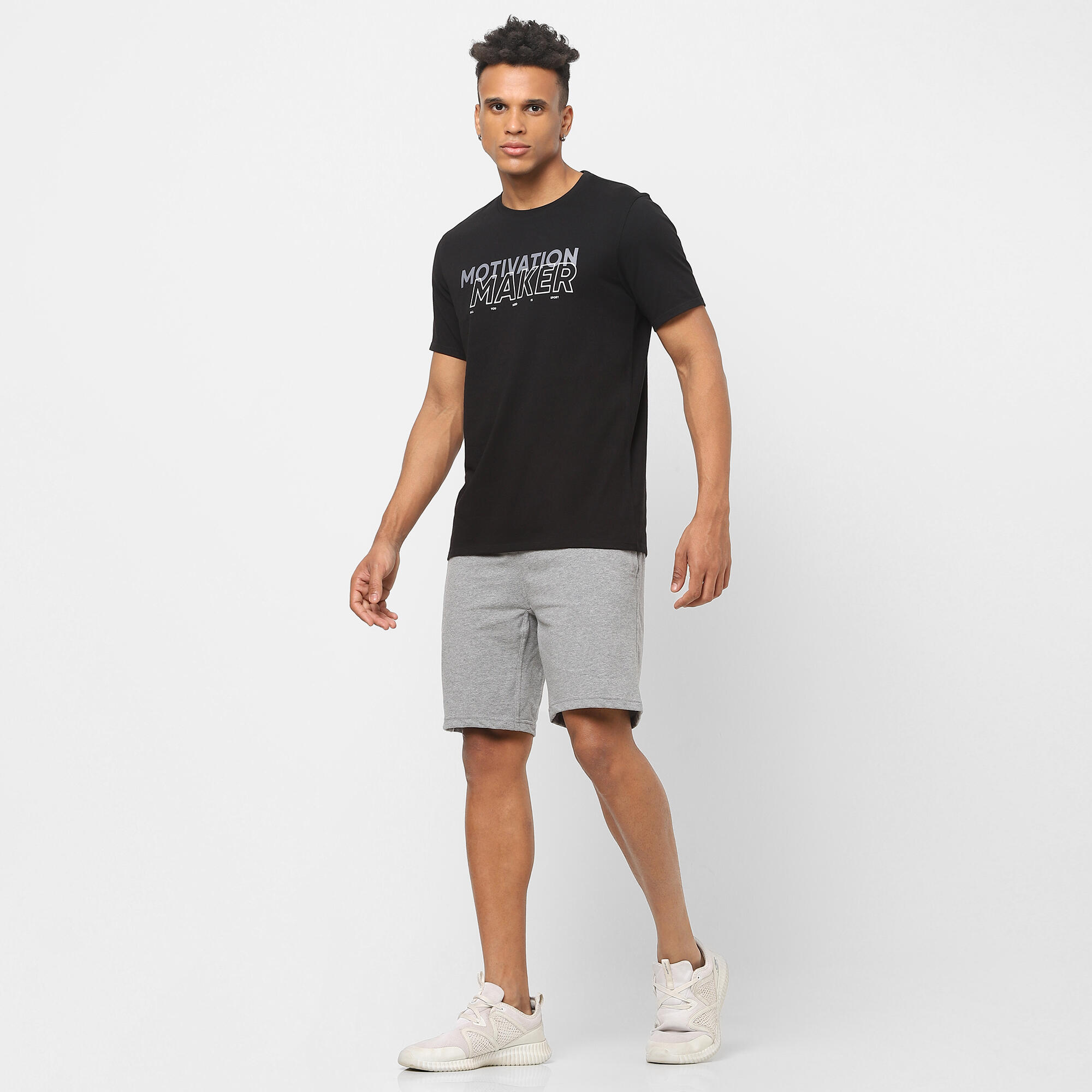 Men's Gym Cotton blend T-shirt Regular fit 500 - Black Print