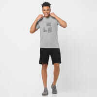T-Shirt 500 Fitness Regular Rundhals Baumwolle Herren grau 