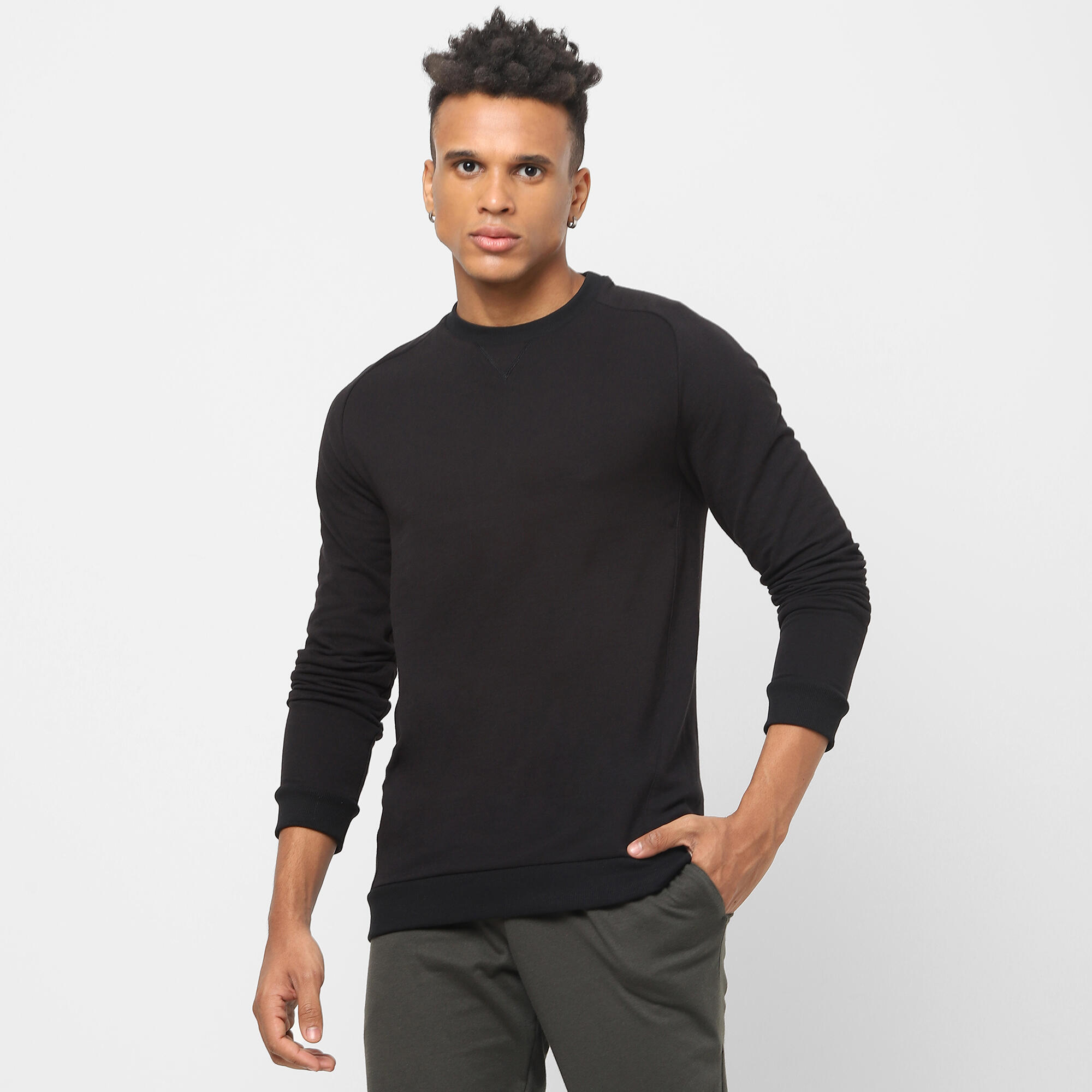 Men's Gym Cotton Blend Sweatshirt 100 Black