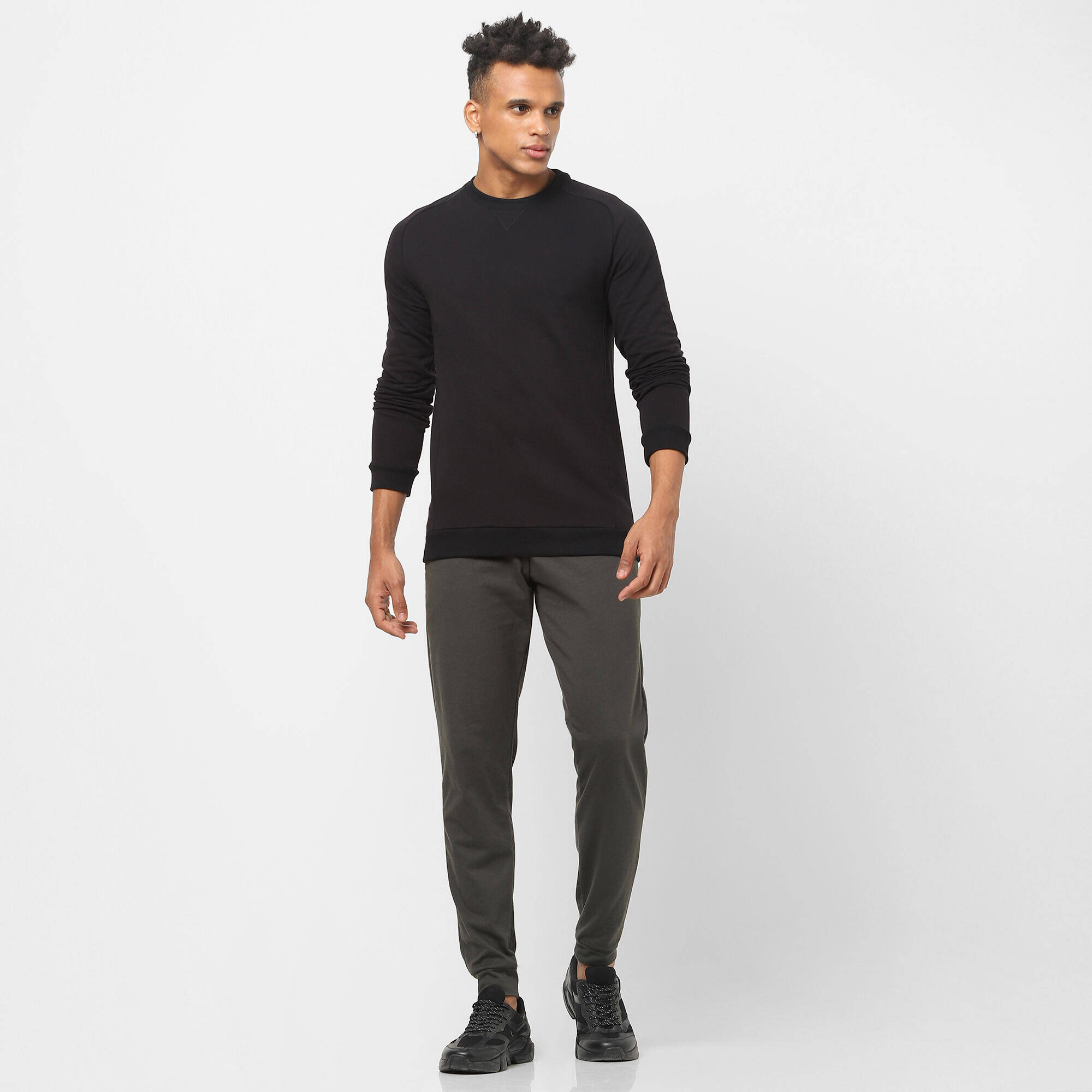 Men Sweater 100 For Gym-Black -  2