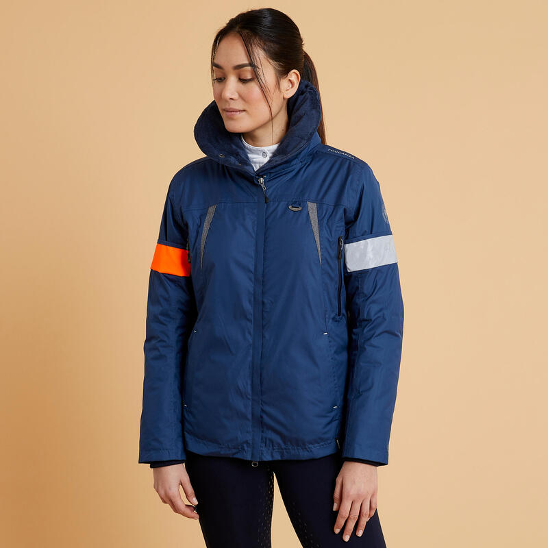 Veste chaude et imperméable équitation femme TOSCA bleu nuit