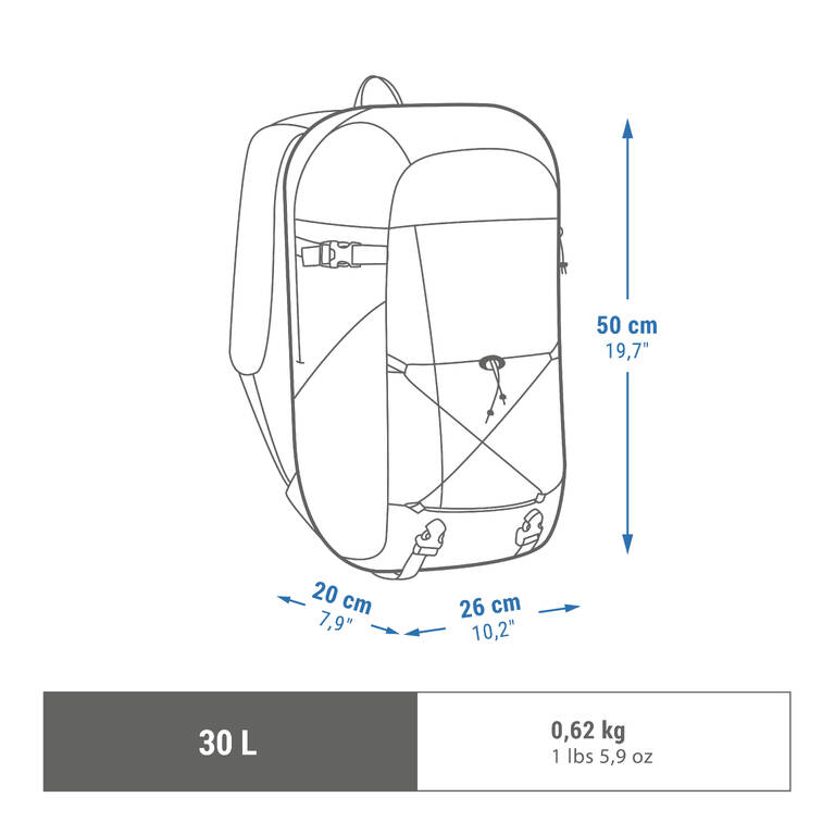 Ransel Hiking Ukuran 30 L NH Arpenaz 100 - Hitam