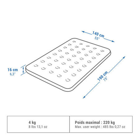 Надувний матрац Air Basic для кемпінгу, 140 см - 2 особи
