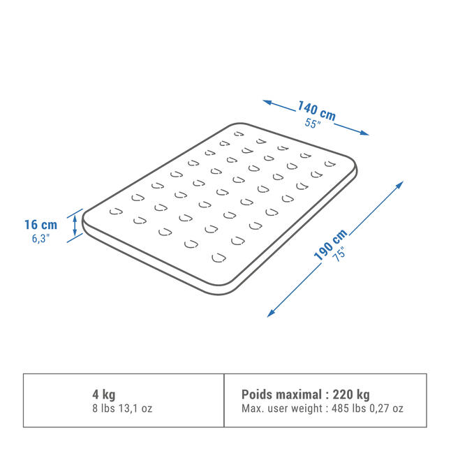Double Air Mattress 140cm QUECHUA Decathlon