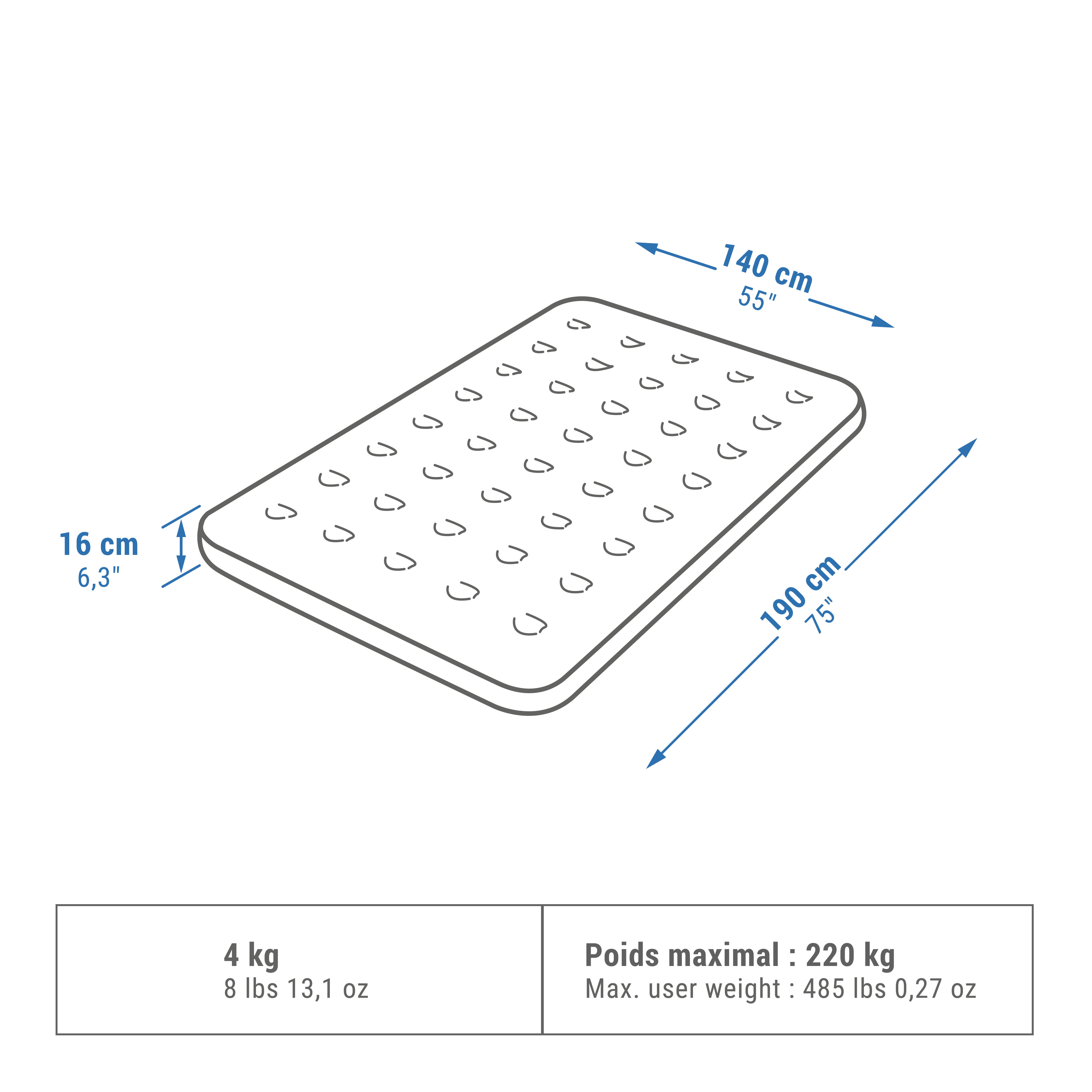 MATERASSO DA CAMPEGGIO GONFIABILE - AIR BASIC 140 CM - 2 PERSONE